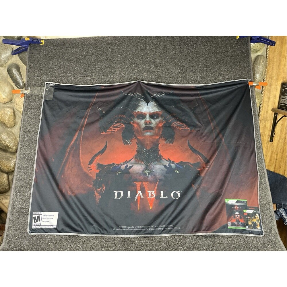 Diablo IV Promotional Fabric Cloth Banner Poster Gamestop Promo 33.5in X 47in